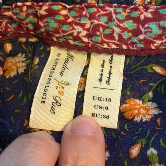 Anthropologie Meadow Rue Sheer Floral Button Up Top - Picture 6 of 6